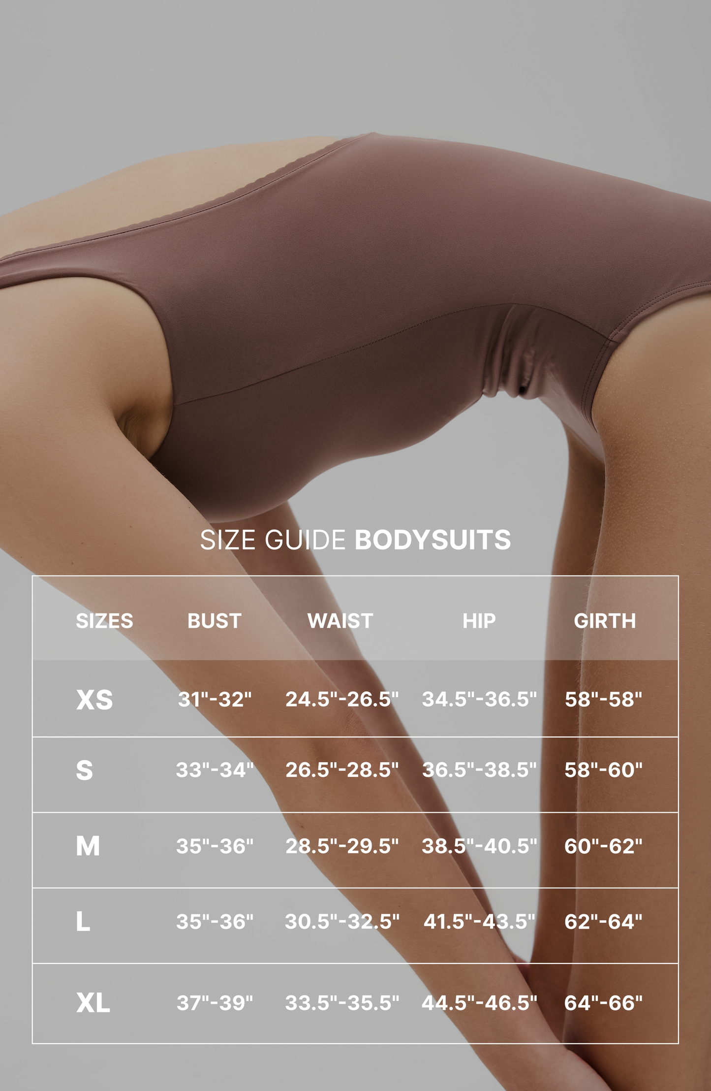size guide for Elastique bras and tops