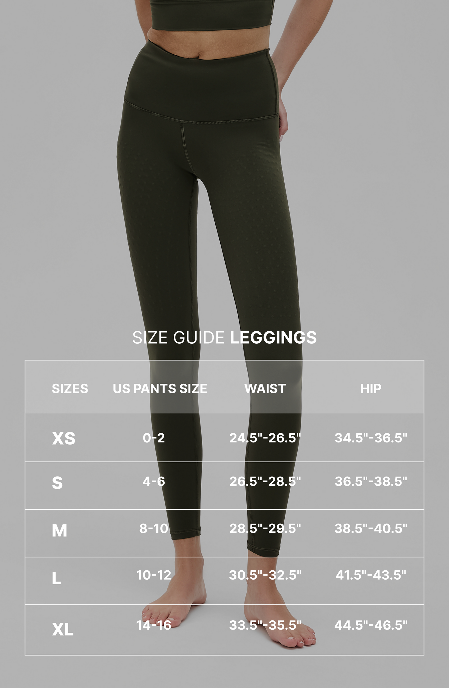 size guide for Elastique leggings