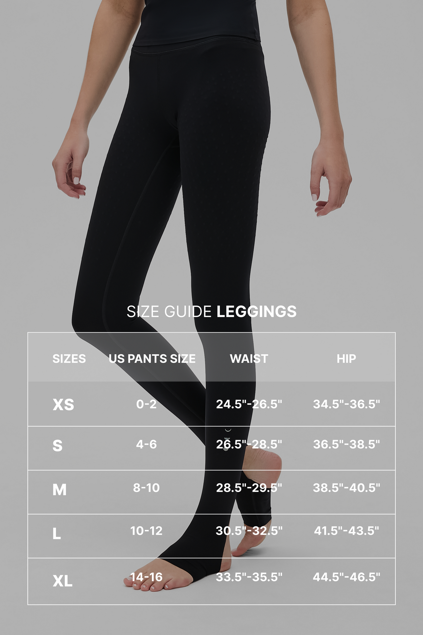 size guide for Elastique leggings