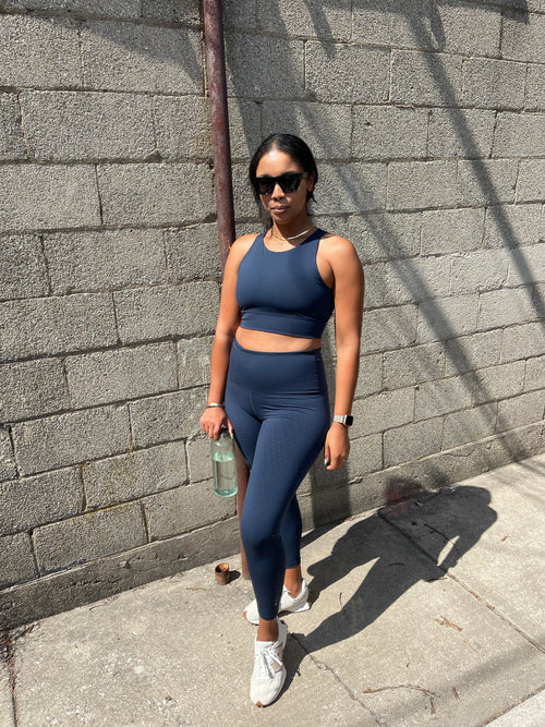 Woman posing in Navy set