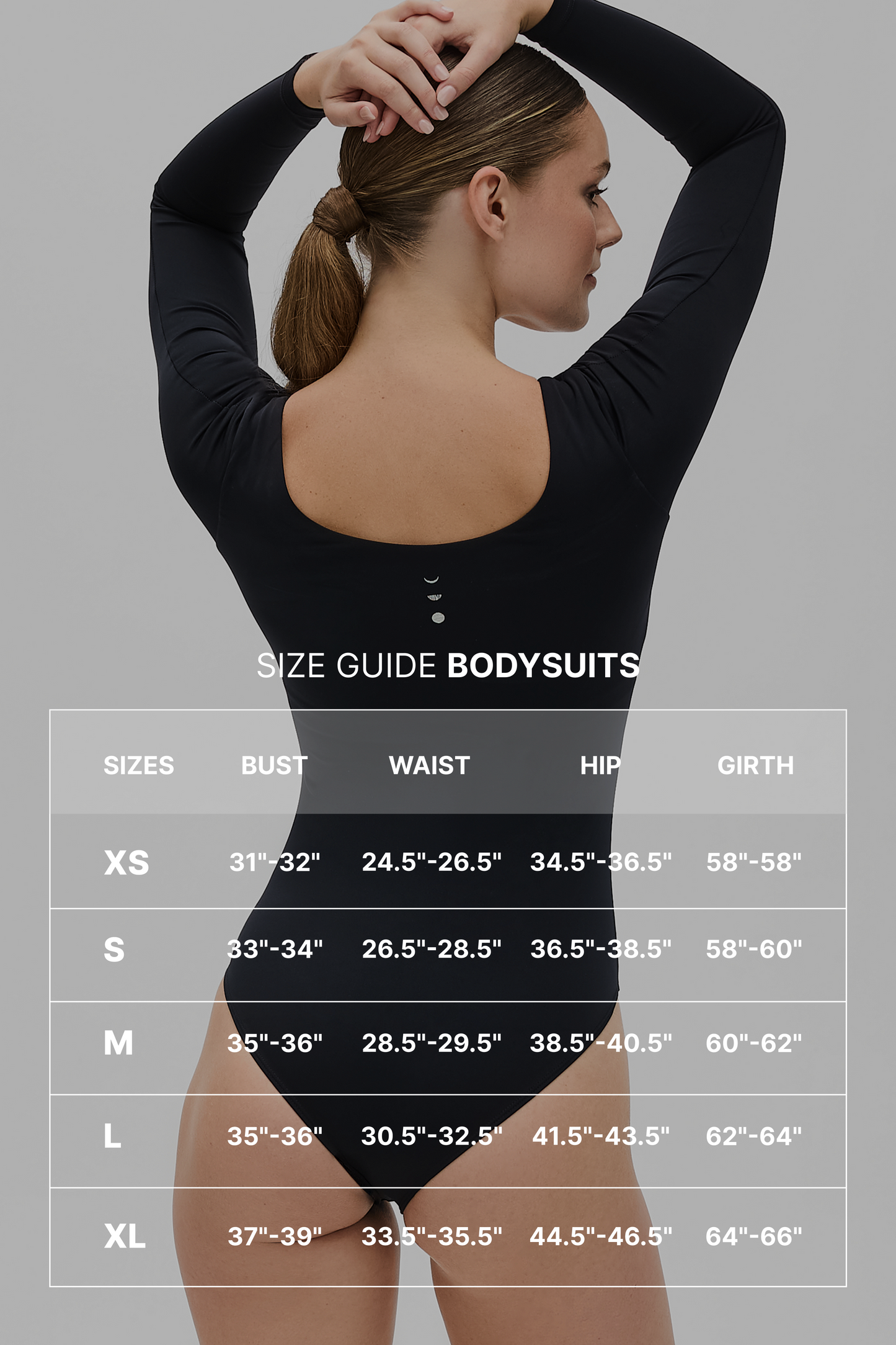 size guide for Elastique bodysuits