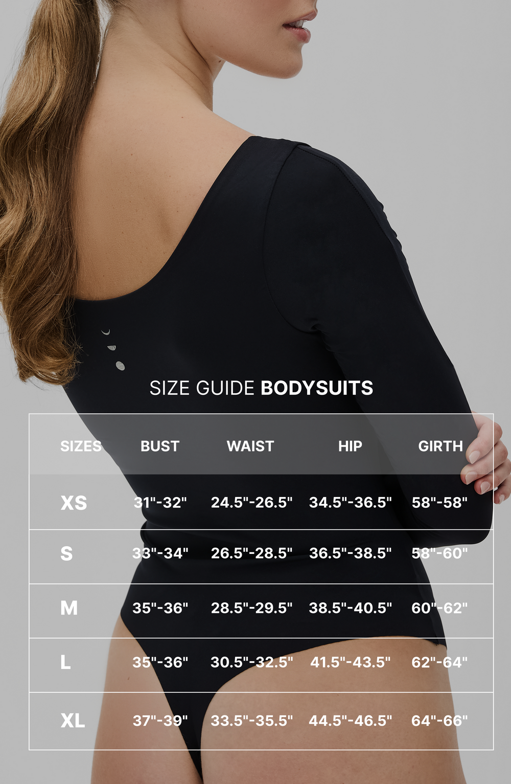 size guide for Elastique bodysuits
