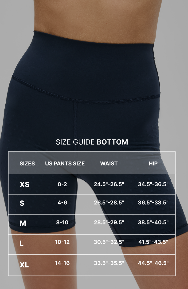 Elastique size chart for compression bottoms