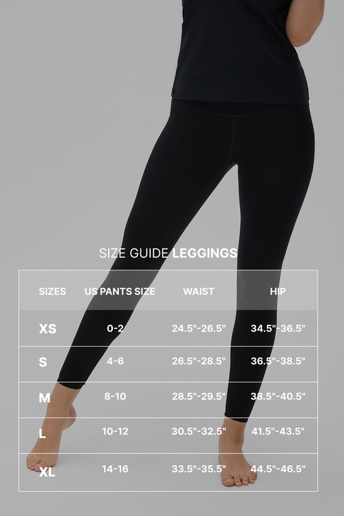 Load image 1 in gallery view. size guide for Elastique leggings