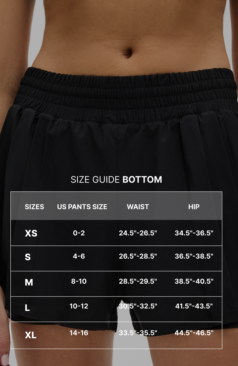 Elastique size charts for shorts