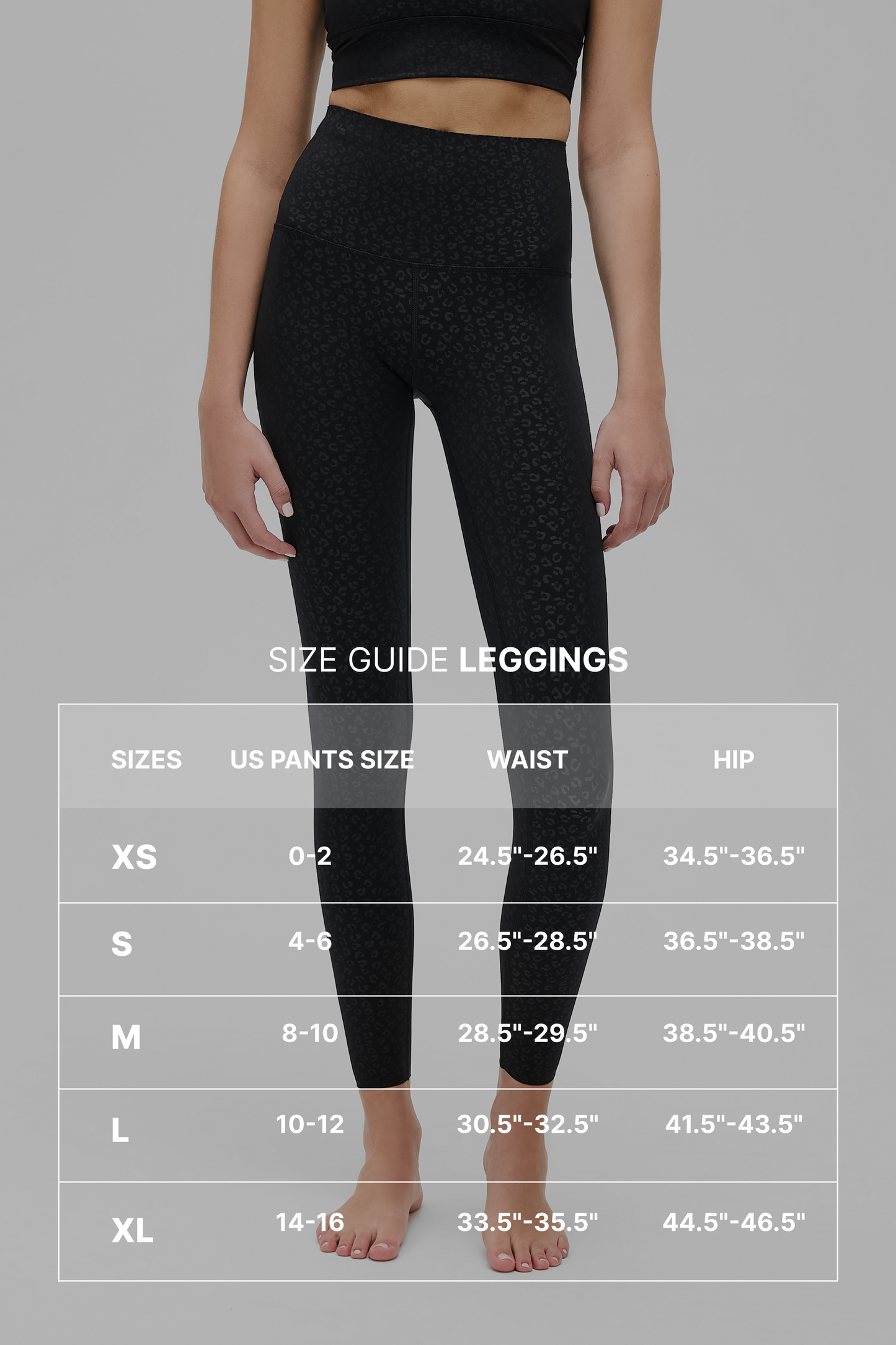 size guide for Elastique leggings