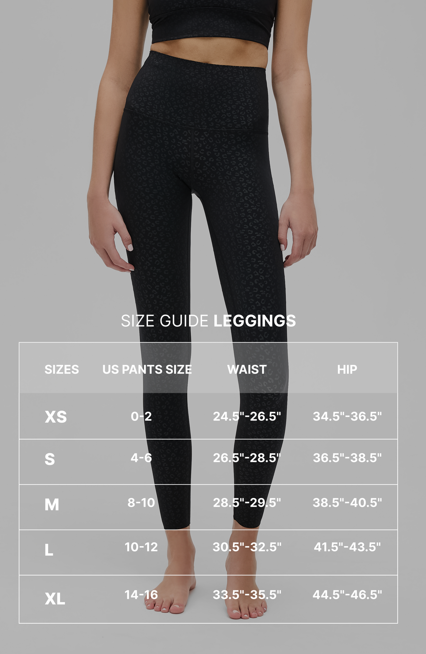 size guide for Elastique leggings