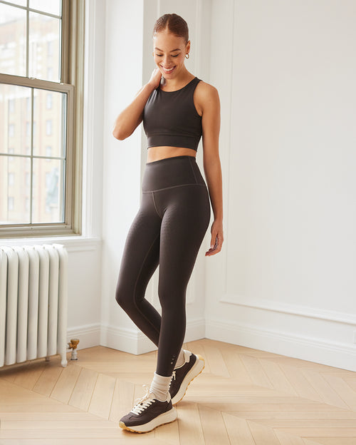 Load image 1 in gallery view. Model wearing L'Original bra and L'Original leggings in java colour with MicroPerle with oeko-tex compression fabric for better circulation, lymphatic drainage, pain relief